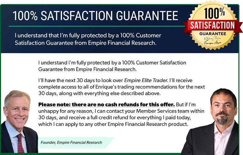 Empire Financial Research 100% Satisfaction Guarantee