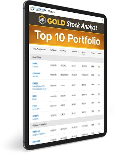 The Gold Stock Analyst Top 10 Portfolio