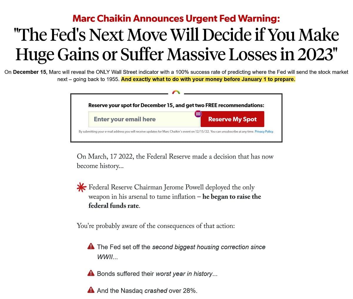 Marc Chaikin Fed Warning - Is It Legit?