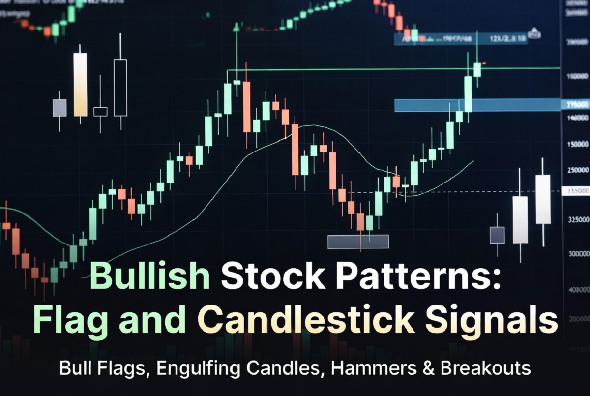 bullish stock patterns flag and candlestick signals