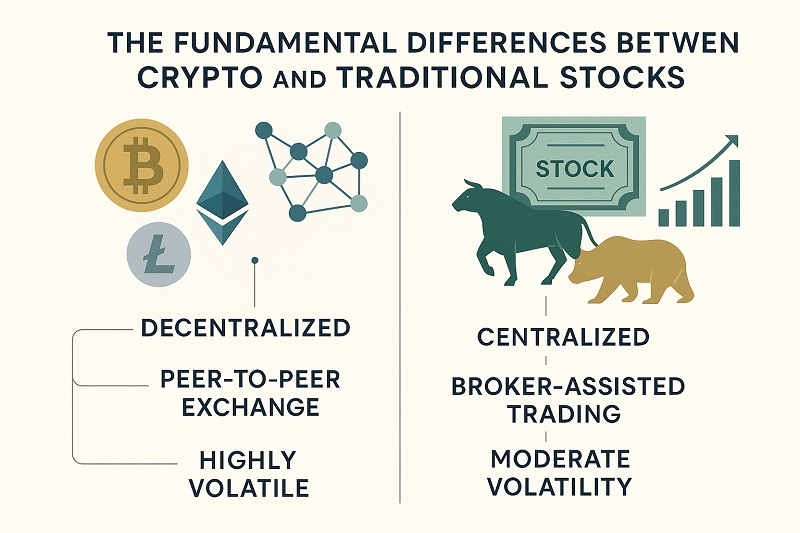 crypto vs stocks educational poster copy