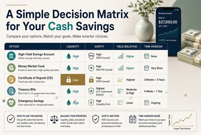 a simple decision matrix for your cash savings