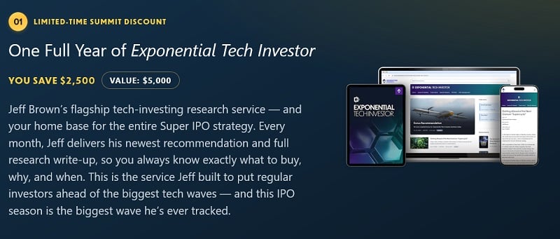 exponential tech investor super ipo summit offer