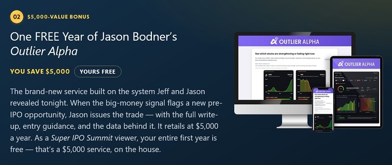 jason bodner outlier alpha super ipo summit offer