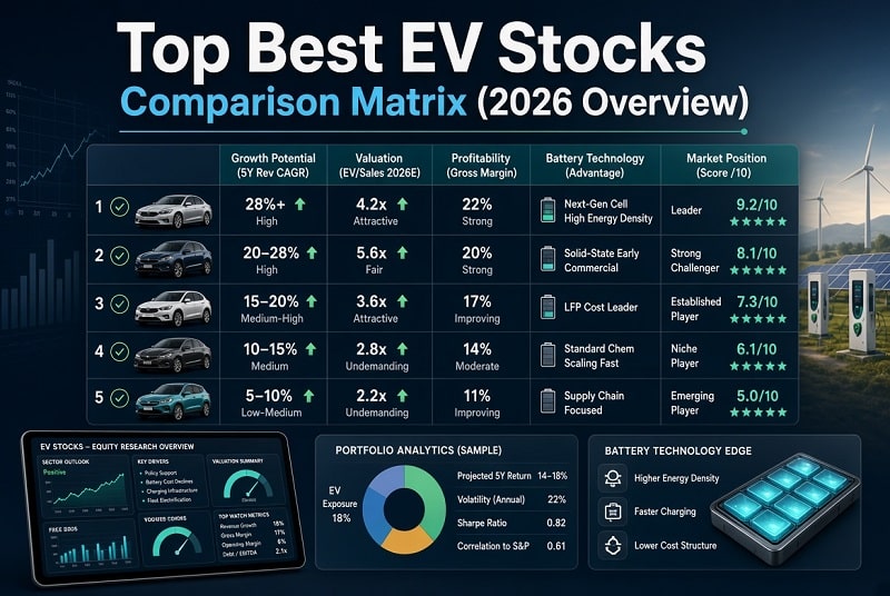 top ev stocks comparison matrix