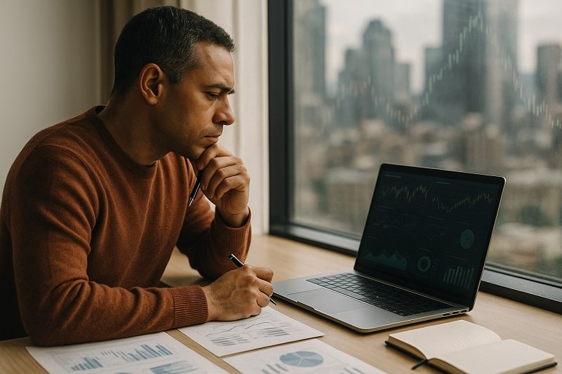 investor reviewing ai stock research
