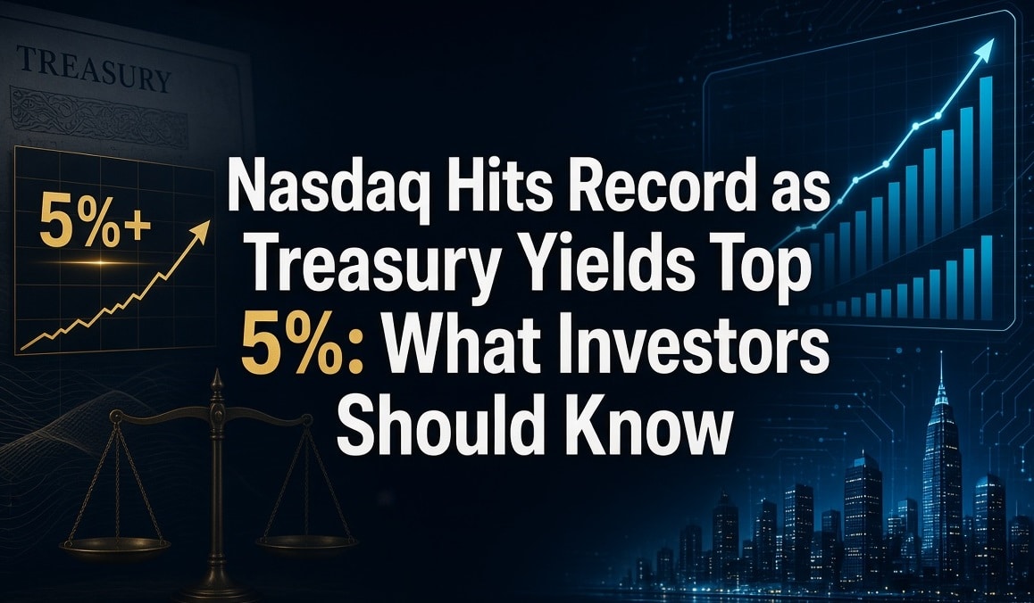 nasdaq hits record as treasury yields top 5