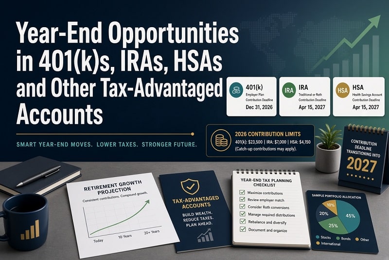 year end opportunities in 401k iras hsas and other tax advantaged accounts