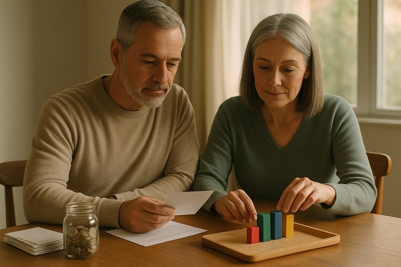 couple reviewing cash reserve plan