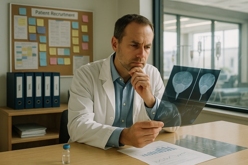 oncology researcher bladder trial office